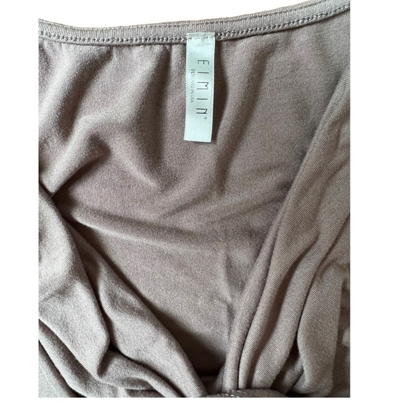 Eimin Draped Cowl Neck Sleeveless Jersey Stretch Taupe Blouse 2XL - Picture 9 of 10